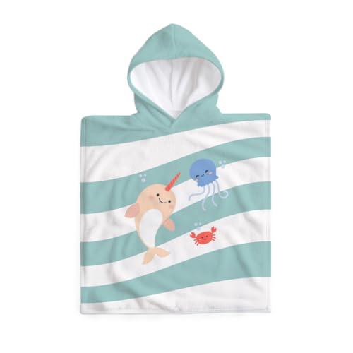 Miniland - Poncho Toalla para Niño de Algodón con Capucha, Toalla Suave, Absorbente y Transpirable