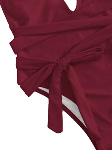 Image of Lilosy Sexy Tie Criss Cross Plunge One Piece Thong Swimsuit High Cut Brazilian Bathing Suit