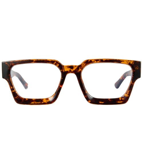 Image of Cyxus 99% Oversized Blue Light Blocking Glasses Women Men Chunky Rectangle Chic Preppy Frame Computer 8143