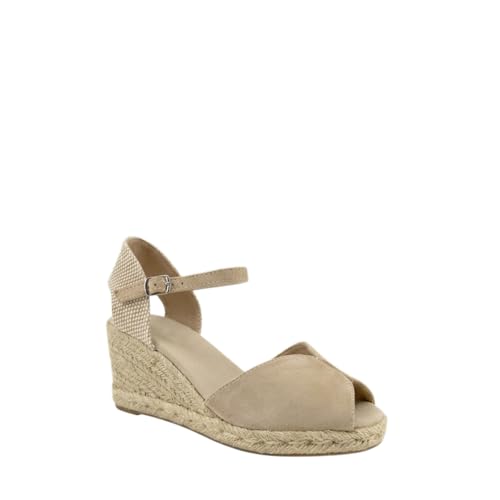 MODELISA   Sandalias Cuña de Esparteñas para Mujer, Alpargatas con Plataforma de Yute y Pulsera al Tobillo (Beige, Sistema tallas calzado EU, Adulto, Mujer, Números, mediano, 37)