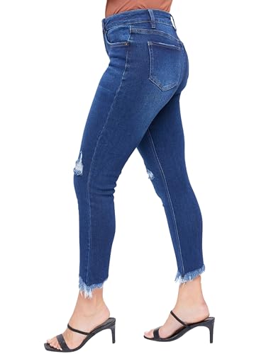 Royalty For Me Womens Women's Vintage High Rise Frayed Hem Ankle Jean2