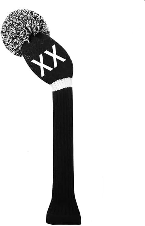Scott Edward 1 Piece 3# 5# 7# Fairway Wood Knit Golf Head Cover, Customized Numbers/Letters, Such as 1, 3, 5, S, L,Single Side,Black and White Number