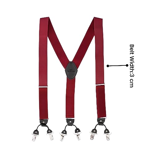 Image of The Tie Hub Suspenders for Men Elastic Adjustable Y Back Braces with Strong Metal Clips for Wedding Formal Office Wear