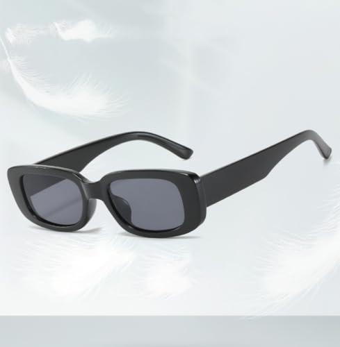 Image of IKANOO Retro Rectangle Sunglasses for Women Men Small Square Frame Trendy Y2K 90's Black Sunglasses