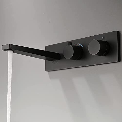 Grifo termostático negro de latón empotrado para lavabo 5