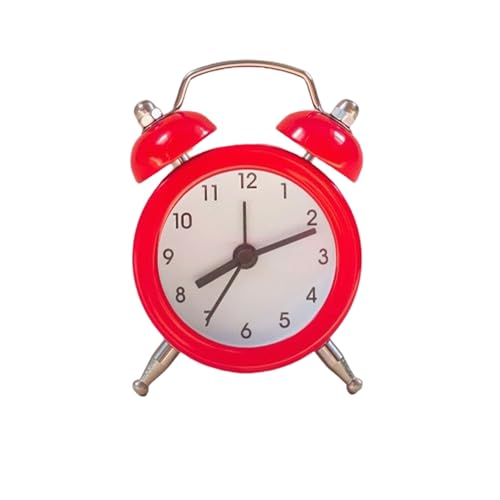 Image of Vintage Inspired Mini Table Alarm Clock, Old Retro Style Digital Alarm Clock, Small Table Clock for Home, Kitchen, Office and Decor (Red)