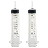 2 Pack 150ml Syringes, Sterile irrigator Large Syringe Needleless, Garden Syringe Plastic Gas Syringe Liquid Measuring Tool (2 Pack 150ml)