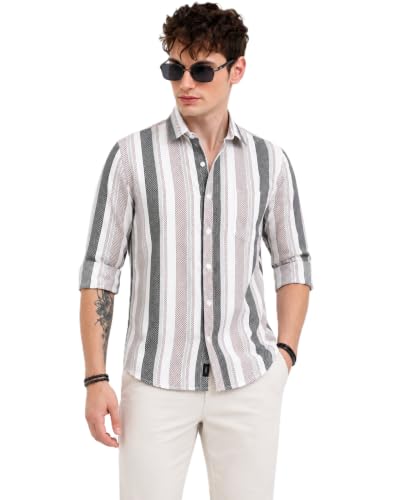 Image of Youth First Men's Cotton Blend Casual Shirt | Regular Fit Solid Full Sleeve Button Down Collared Shirts | Comfortable Formal Office Business Casual for Men