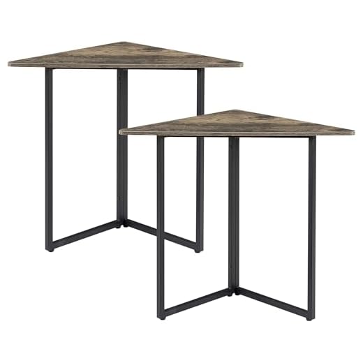 VECELO Corner Shelf, End Side Tables, Triangle Shelves with Metal Frame for Small Space, Living Room, Kitchen, Bathroom Classic Grey 2 Set