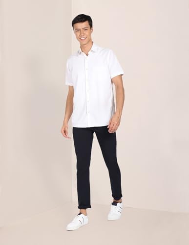 Image of U.S. Polo ASSN. Men's Regular Solid Textured Austin Trim Fit Mid Rise Casual Trousers