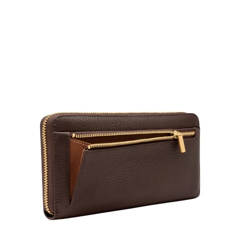 Image of Fossil Women's Logan Leather RFID-Blocking Zip Around Clutch Wallet with Wristlet Strap for Women