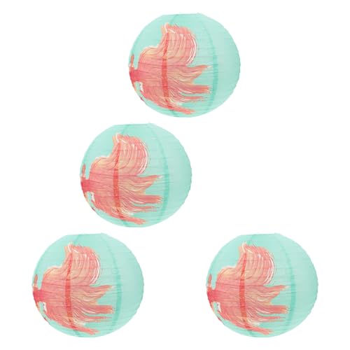EPIGEIST Faroles Colgantes de Papel Japonés Forma de Pez Dorado, 12 Pulgadas (30 Cm) de Diámetro, 4 Unidades, Linternas de Techo para Decoración de Restaurante, Jardín y Patio Estilo