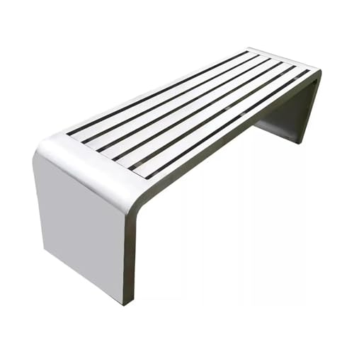 Banco de jardín de acero inoxidable de 120 cm y sin respaldo para porche 2
