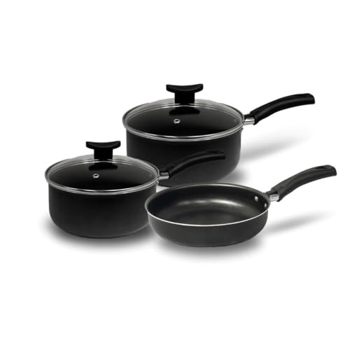 Kit de Panelas Antiaderente Teflon com Frigideira Alta Funda (Preto)