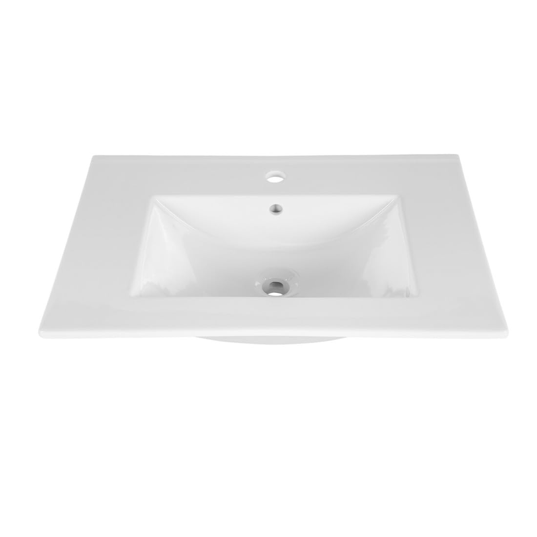 Meublorama - Lavabo empotrado (60 cm, cerámica), color blanco brillante