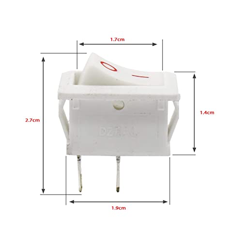 Image of Electronic spices Small Mini Boat Snap-in 2-Pin Plastic On /Off Rocker Switch Button (100psc) (WHITE)