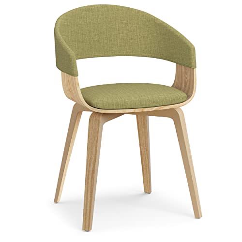 Simplihome Lowell 17 Inch Mid Century Modern Bentwood Dining Chair With Light Wood In Acid Green Polyester Linen, For The Dining Room #TOP18