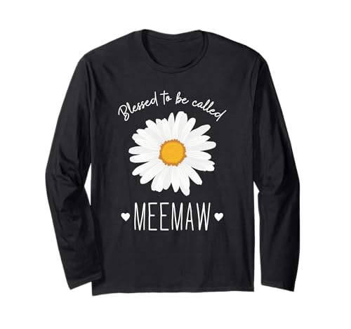 Blessed to be Called Meemaw Cute Daisy Flower Mother's Day Manche Longue