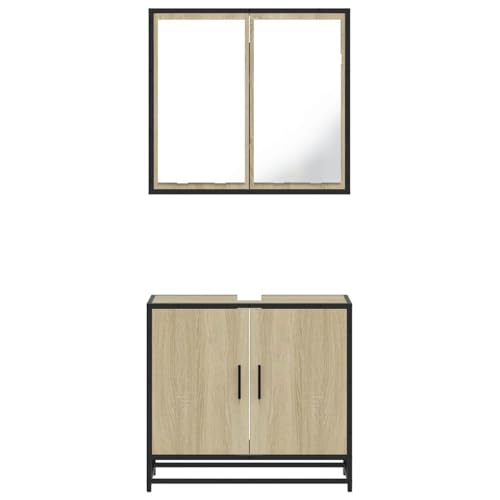 Muebles de baño de roble Sonoma y metal en conjunto de dos piezas 5
