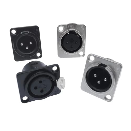 Conector XLR de 3 pines YS145 macho metálico negro para reparar cables