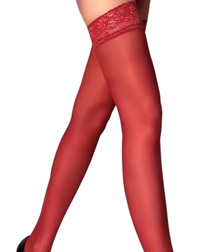Image of Charm and Attitude Sheer Thigh High Stockings for Women | Stay Up Stockings with Silicone Lace Top | 15 Denier Nylons