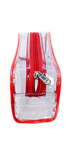 Image of iShine Multipurpose Travel Morning Zipper Pouch for Men and Women Transparent Medium (Pack of 1, Red)