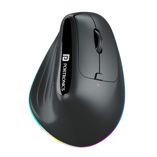 Portronics Toad Ergo 3 Ergonomic Wireless Mouse with RGB, 2400 DP...