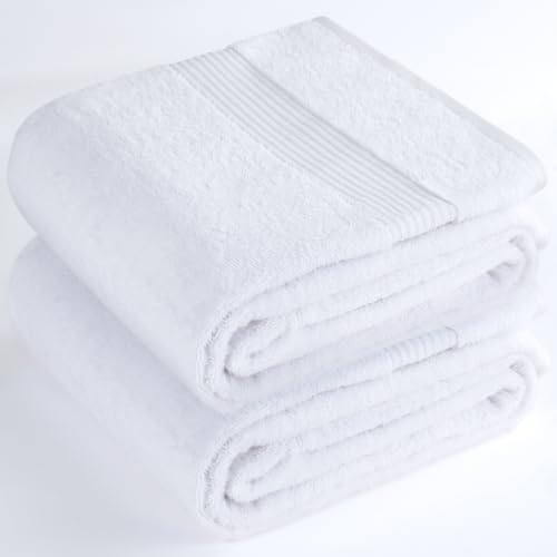 Image of Cotton Paradise 100% Cotton Turkish Towel Set, Soft Absorbent Quick Dry, 2 Piece 35x70 Bath Sheet Set, Snow White