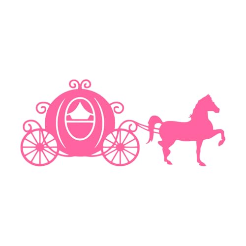 Stickers sculptés Silhouette de calèche Princesse Calèche Chevaux 28x65.9cm Amovible sans laisser de colle Rose