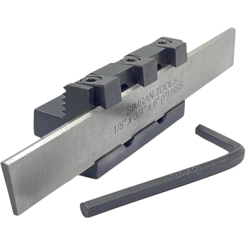 Image of Lathe Adjustable Parting /Cut Off Tool Holder 12mm Shank with 3 /4 inch (19mm) HSS Blade - Height Adjustable Centre Lathe Parting Tool for Precision Cutting