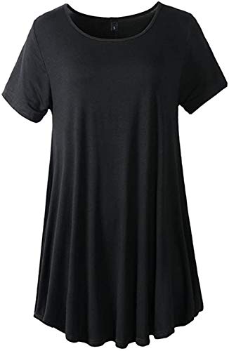 Newbestyle Damen Tunika Kurzarm T-Shirt Sommer Plissiert Bluse Tops Oberteil Cover