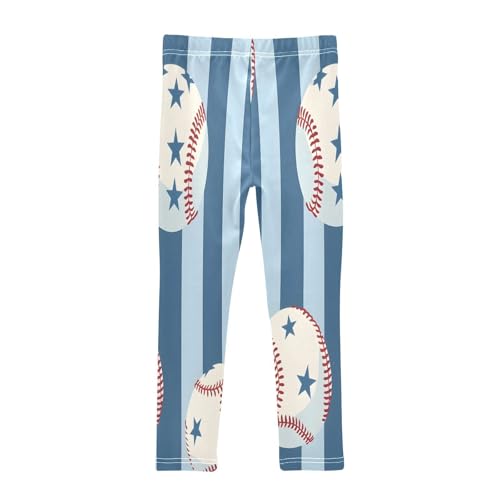 Toddler Girls Leggings Printed Yoga Pants Leggings Baseball Blue Background for Kids2