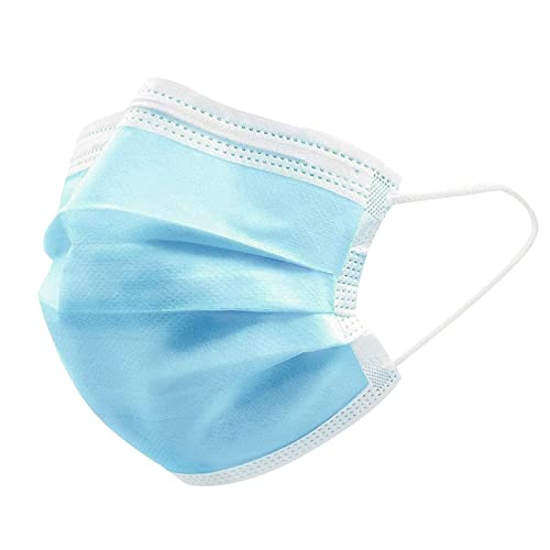Disposable Face Masks Blue 100 PCS 3 Ply Safety Respirator Breathable Comfortable Protection for Home Office Outdoor