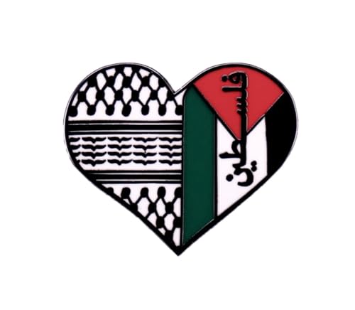 zhanghaoran Palestine Enamel Lapel Pin Badge Heart-Shaped Brooch Collar Pin Dress Jacket Backpack Decoration Brooch Jewelry Accessories Gift