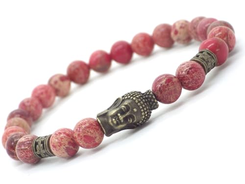 Bracelet bouddha en jaspe rouge impérial cadeau homme tendance style ethnique