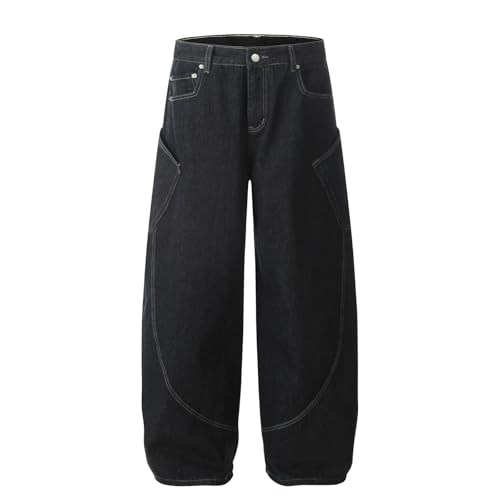 Jeans Pants Trousers Denim Retro Street Trendy Commuter Water Washed Loose Straight Leg for Men2