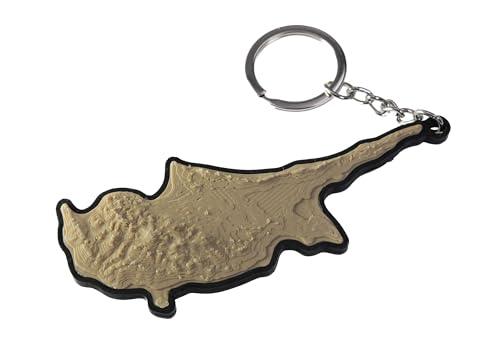 Generico Porte-clés topographique en 3d de l'île de Chypre, Grèce, Turquie, Méditerranée, Marron-noir, Taille Unique