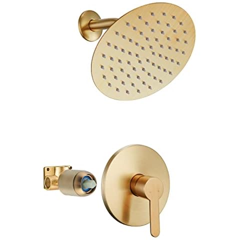 HoliSpa Grifo de ducha dorado con cabezal de ducha de lluvia de 8 pulgadas Cover
