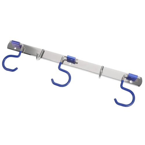 ROMISBABA Wall-Mounted Stainless Steel Mop Holder and Utility Hooks, No-Drill