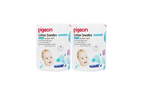 Image of Pigeon Thin Stem Cotton Swabs (200 Tips, Pack of 2)