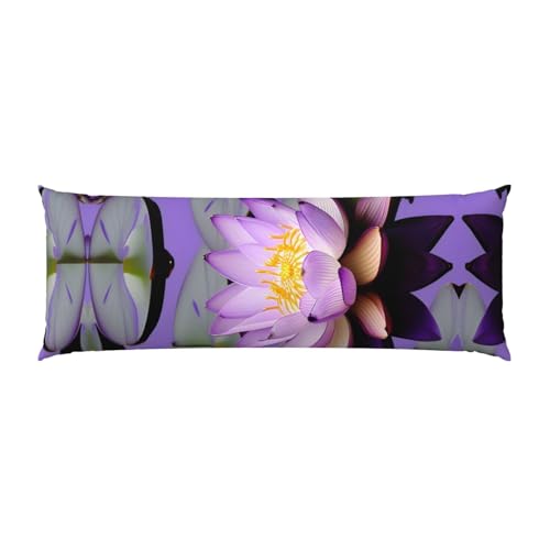 Housse de coussin de corps fleur de lotus violette pour un lit esthétique - 3