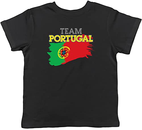 Image of Shopagift Team Portugal Flag Childrens Kids T-Shirt Black