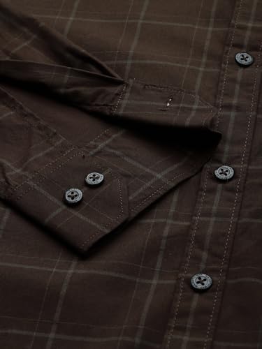 Image of Majestic Man Men Comfort Slim Fit Opaque Checked Pure Cotton Casual Shirt