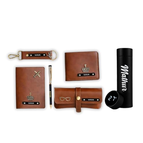 Image of Thebaegift Personalized 6 Pcs Gift Set for Men | Customised Birthday Gift for Men, Brother, Father, Husband with Name Engrave | Customized Gift Hamper for Man
