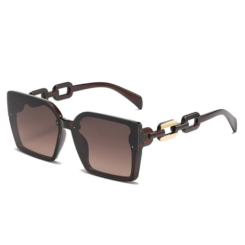 Lunettes de soleil rectangulaires surdimensionnées marron tendance