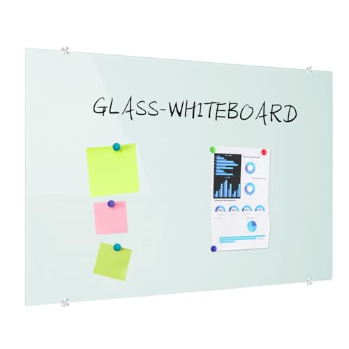 XIWODE Pizarra blanca de vidrio templado magnética premium 45 x 60 cm – Pizarra blanca para oficina y hogar, resistente a los arañazos con pizarra blanca (montado en la pared)