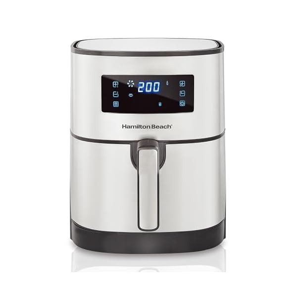 Hamilton Beach Air Fryer for Home 6.5L, Digital Air Fryer with 8 One-Touch Pre-Set Functions, Air Fryer with Stainless Steel Exterior, Air Fryer for Home, Fast Cooking, 1700W Power, Air Fryer Oven
