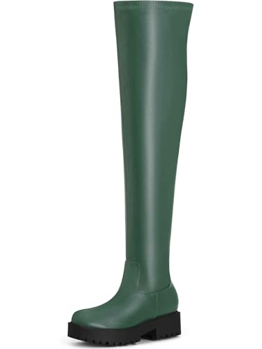 Bottes hautes à talon bas pour femme bout rond plateforme bottes cavalières Allegra K