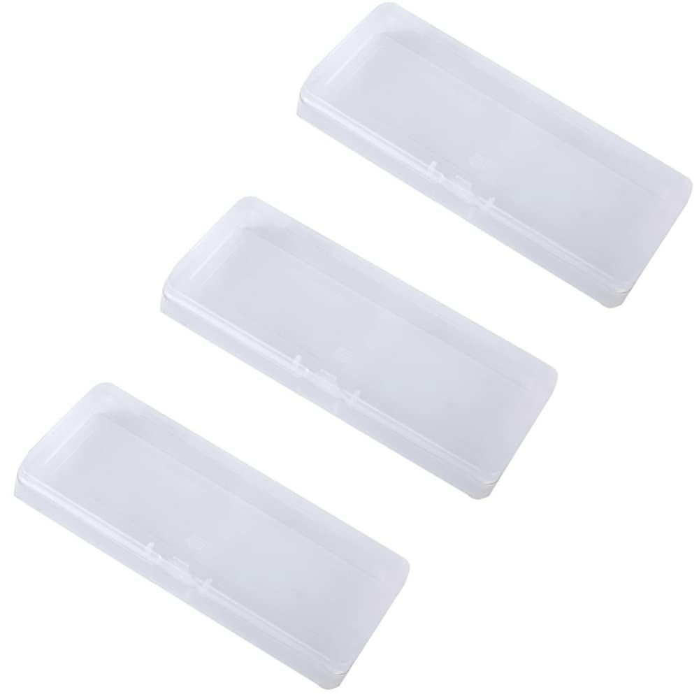 3Pcs Clear Rectangle Storage Box with Hinged Lids 12 5x5 5x1 6cm 4 9x2 2x0 6inches Plastic Storage