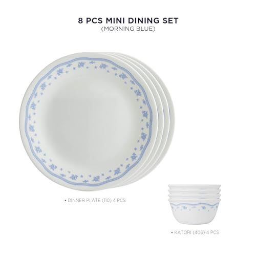 Image of Corelle Livingware 8 Pc Basic /Mini /Starter Dining Set Set-Morning Blue